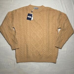 NWT Aelfric Eden Sweater Womens XL Tan Beige Fisherman Chunky Cable Knit